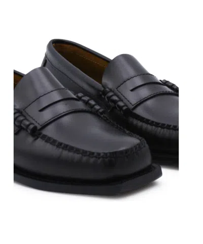 Sebago Black Leather Loafers In Nero Nero