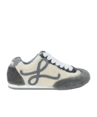 Loewe Two-tone Shearling Ballet Runner 2.0 Sneakers In Gray