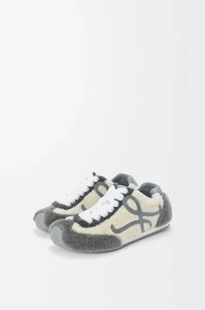 Loewe Two-tone Shearling Ballet Runner 2.0 Sneakers In Gray
