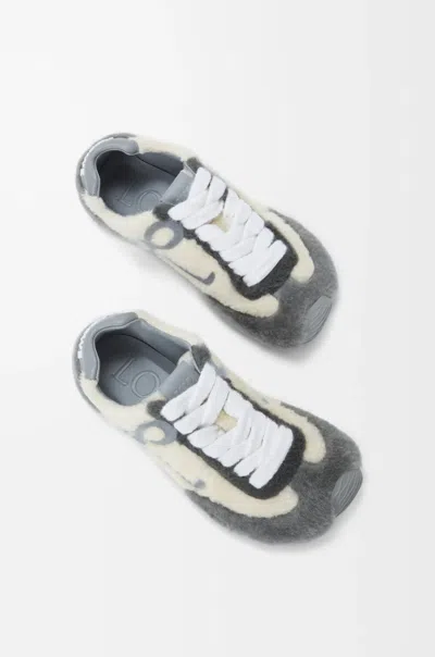 Loewe Two-tone Shearling Ballet Runner 2.0 Sneakers In Gray