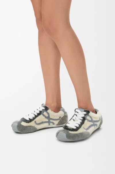 Loewe Two-tone Shearling Ballet Runner 2.0 Sneakers In Gray