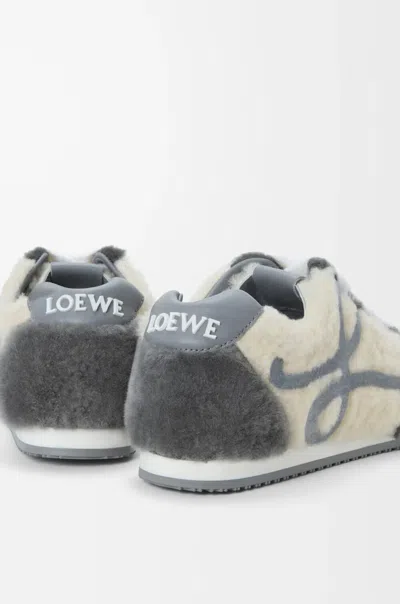 Loewe Two-tone Shearling Ballet Runner 2.0 Sneakers In Gray