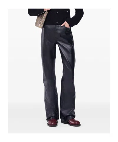 Rabanne Leather Straight-leg Pants In Black