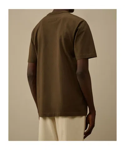 C.p. Company Green Crewneck Graphic T-shirt In Brown