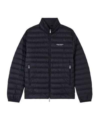 Armani Exchange Zipper Down Jacket In Blue