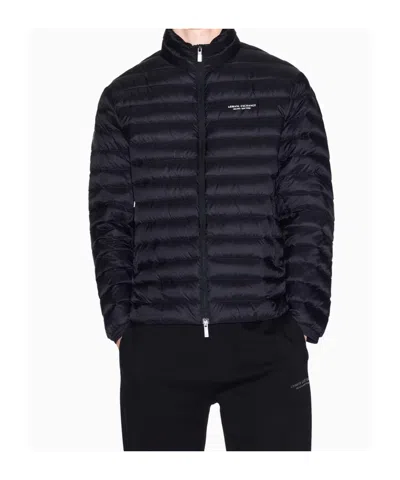 Armani Exchange Zipper Down Jacket In Blue