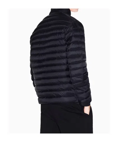 Armani Exchange Zipper Down Jacket In Blue