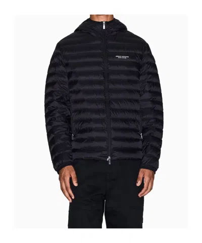 Armani Exchange Zipper Down Jacket In Blue