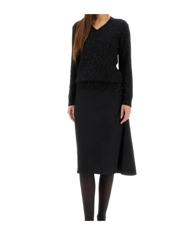 Fabiana Filippi V-neck Embellished Sweater In Black
