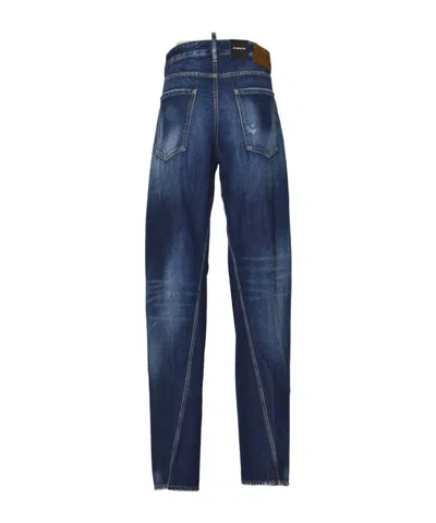 Dsquared2 High-waisted Relaxed Jean With Subtle Distressing In Blue