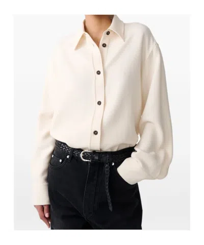 Studio Nicholson Long Sleeve Wool Shirt With Button Cuffs In White