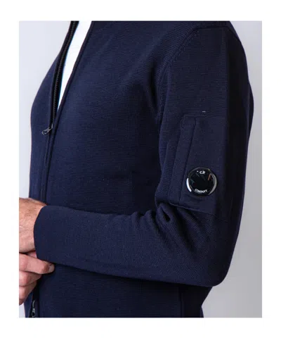 C.p. Company Navy Wool Blend Sweater In Blue