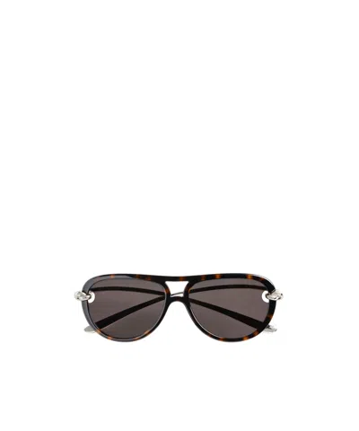 Bottega Veneta Eyewear Aviator Frame Sunglasses In Brown