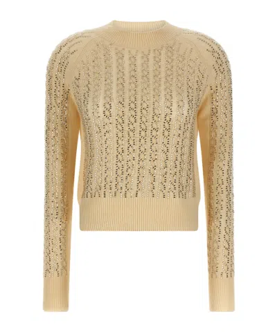 Ermanno Scervino Baguette Studded Sweater Sweaters And Cardigans Beige In Brown