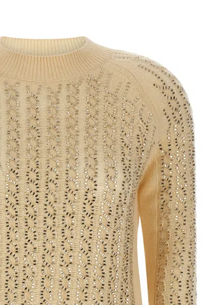 Ermanno Scervino Baguette Studded Sweater Sweaters And Cardigans Beige In Brown