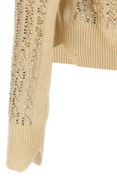 Ermanno Scervino Baguette Studded Sweater Sweaters And Cardigans Beige In Brown