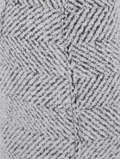 Alberta Ferretti Textured Herringbone Midi Skirt Slit In Gray