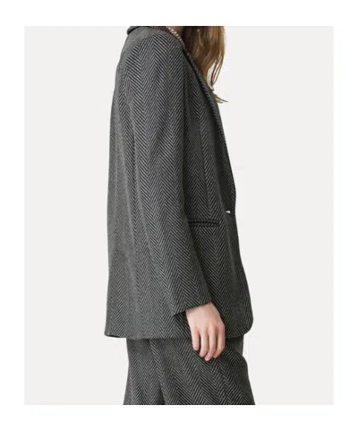 Forte Forte Herringbone Pattern Blazer Front Pockets In Gray