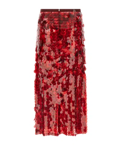 Fabiana Filippi Skirt In Printed Sequin Tulle In Red