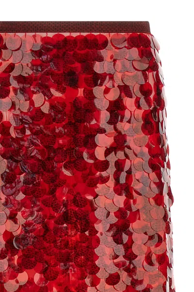 Fabiana Filippi Skirt In Printed Sequin Tulle In Red