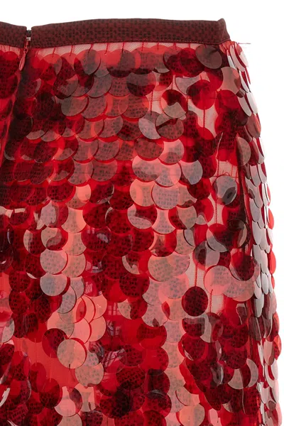 Fabiana Filippi Skirt In Printed Sequin Tulle In Red