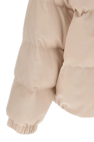 Yves Salomon Doudoune 66 Down Jacket With Fur Collar And Gloves In Neutral