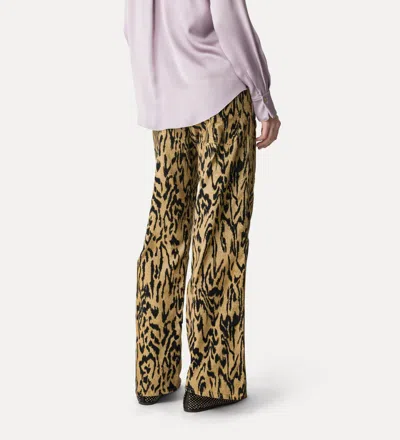 Forte Forte Animal Print Wide Leg Straight Trousers In Brown