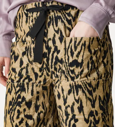 Forte Forte Animal Print Wide Leg Straight Trousers In Brown