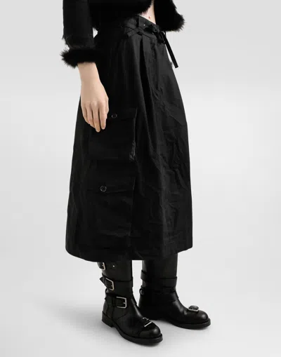 Dolce & Gabbana Mini Skirt Faux Fur Trim Pockets In Black