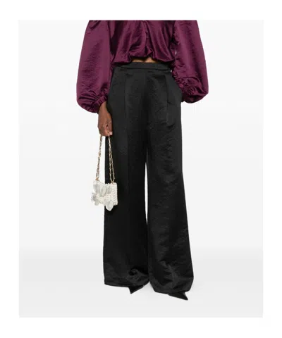 Forte Forte High Waist Wide Leg Trousers With Pockets In Black