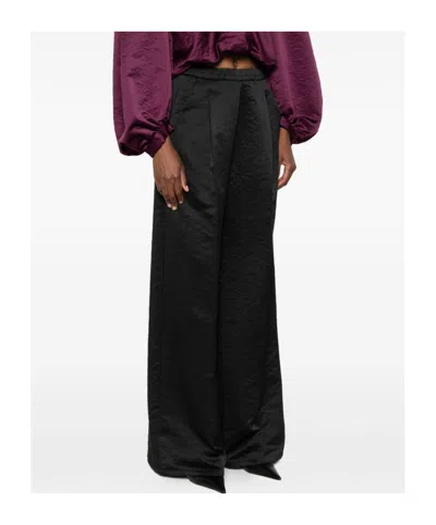 Forte Forte High Waist Wide Leg Trousers With Pockets In Black