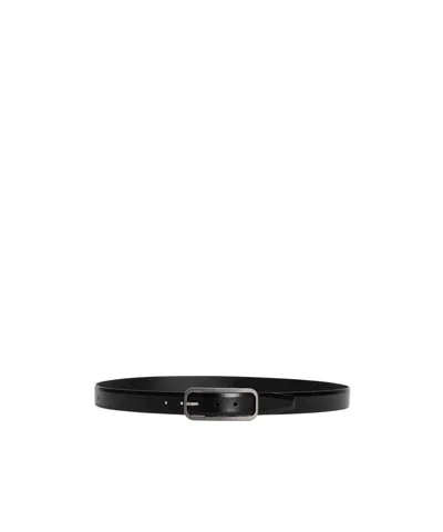 Dolce & Gabbana Rectangular-buckle Leather Belt In Black