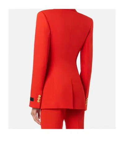 Versace Tailored Stretch Virgin Wool Blazer In Red