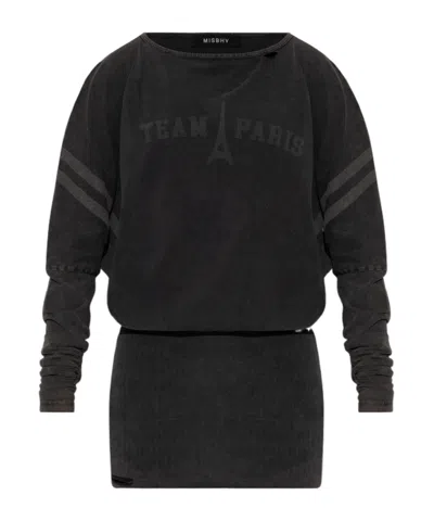 Misbhv Team Paris Long-sleeved Mini Dress In Black