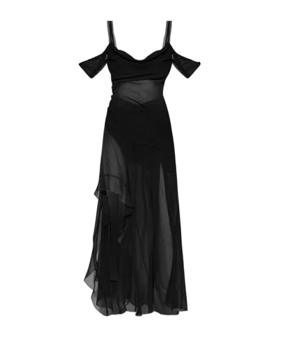 Misbhv Gabrielle Ruffled Maxi Dress In Black