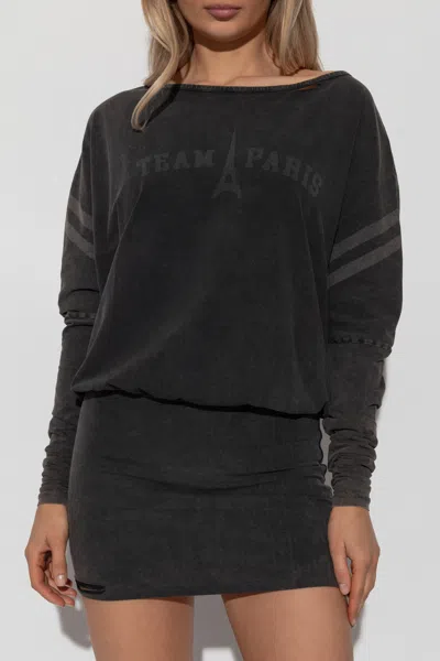 Misbhv Team Paris Long-sleeved Mini Dress In Black