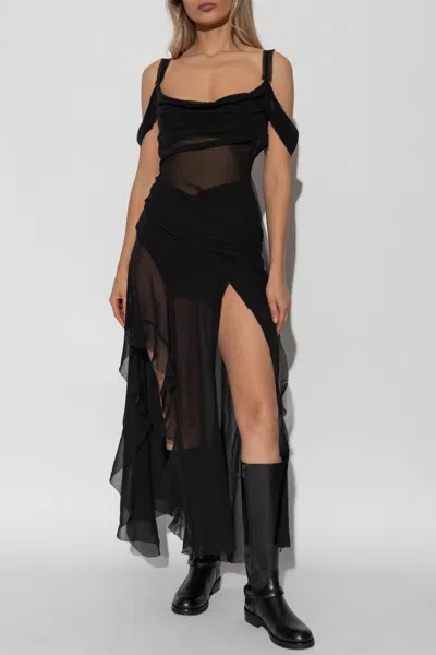Misbhv Gabrielle Ruffled Maxi Dress In Black