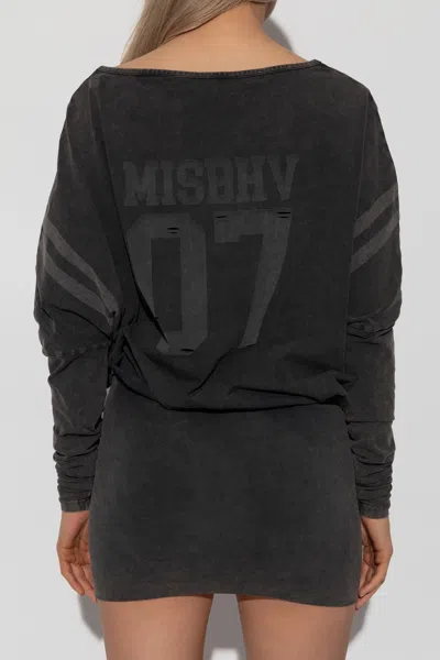 Misbhv Team Paris Long-sleeved Mini Dress In Black