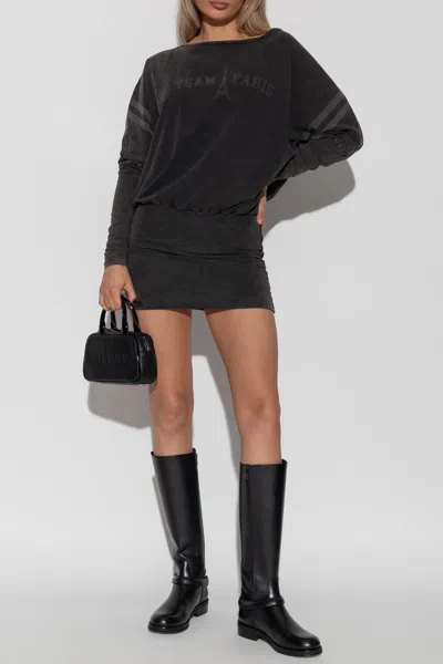 Misbhv Team Paris Long-sleeved Mini Dress In Black