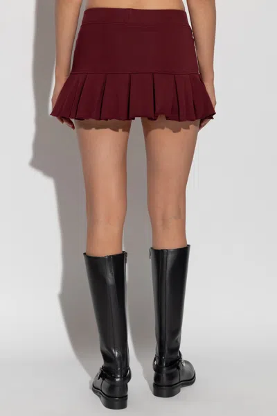 Misbhv Pleated Stripe Mini Skirt In Burgundy