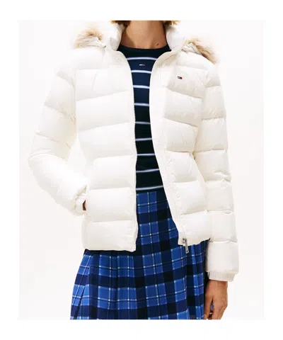 Tommy Hilfiger Shiny Water Repellent Down Puffer Jacket In White