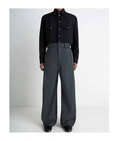 Lemaire Side-tabs Trousers In Gray
