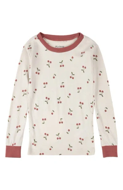 Petit Lem Kids' Fitted Two-piece Pajamas & Socks Set In White