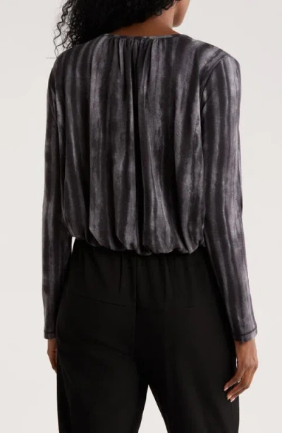 Patrizia Luca Print Ruched Top In Gray