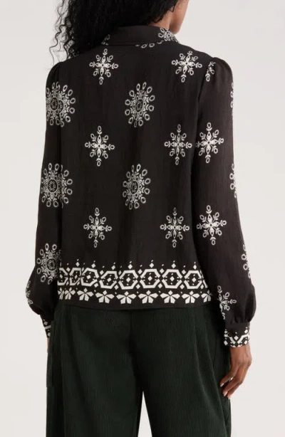 Patrizia Luca Snowflake Embroidered Top In Black