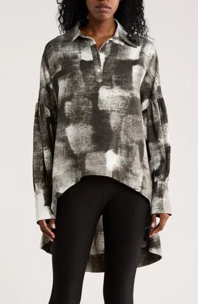 Patrizia Luca Oversize High-low Button-up Shirt In Gray