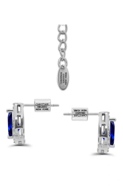 Christian Siriano Pear Cubic Zirconia Necklace & Stud Earrings Set In White