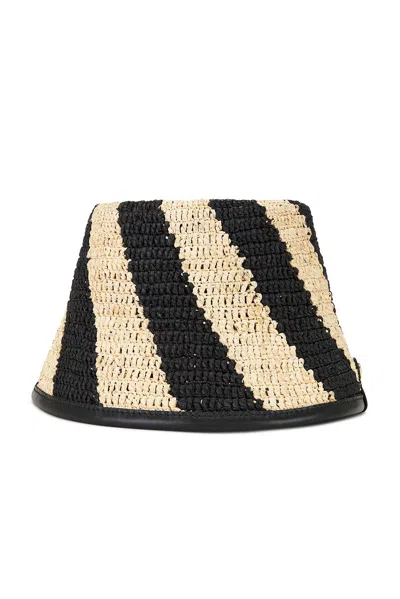 Jacquemus Le Bob Soli Striped Raffia Bucket Hat In Black