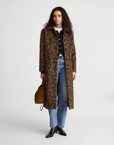 Madewell Single Breasted Leopard Print Trench Coat In Multi