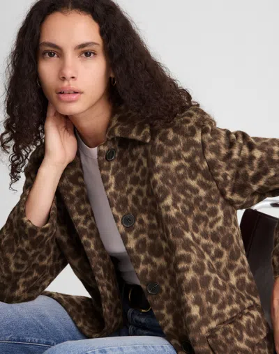 Madewell Single Breasted Leopard Print Trench Coat In Multi